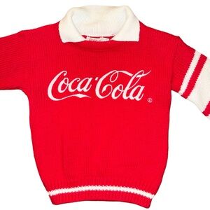 Vintage 1980’s Kid’s Red Coca-Cola Collared Sweater Size 8